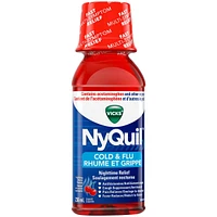 NyQuil Cold & Flu Nighttime Relief Liquid, Soothing Cherry, 236 mL