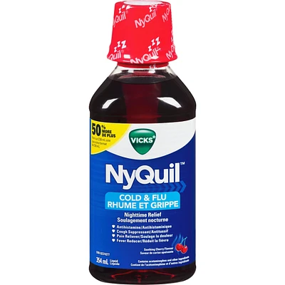 NyQuil Cold & Flu Nighttime Relief Liquid, Cherry, 354 ml