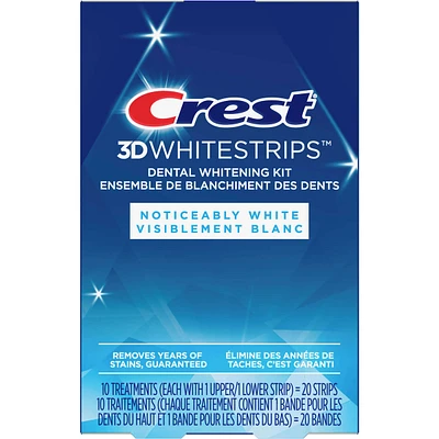 3D Whitestrips Noticeably White At-Home Teeth Whitening Kit, 10 Treatments, Visibly Whitens Teeth in just days