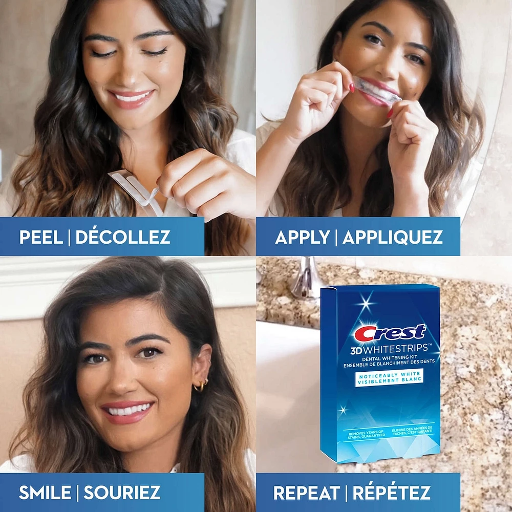 3D Whitestrips Noticeably White At-Home Teeth Whitening Kit, 10 Treatments, Visibly Whitens Teeth in just days