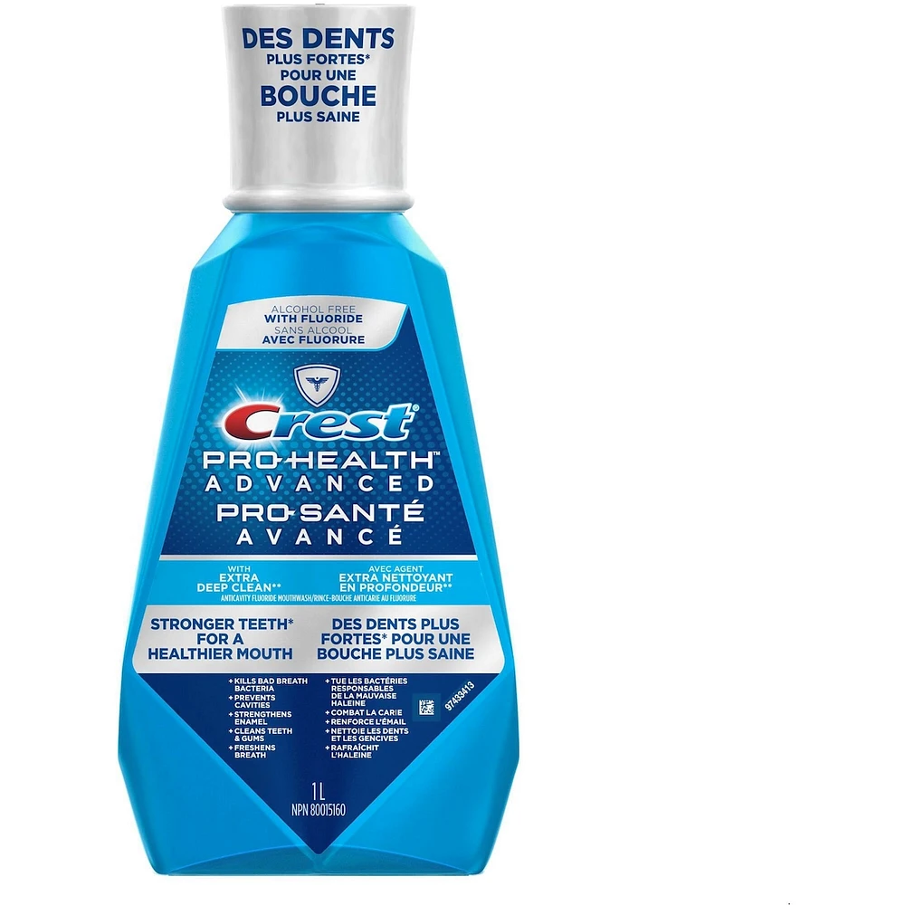 Crest Pro-Health Advanced, Extra Deep Clean Mouthwash, Fresh Mint, 1 L