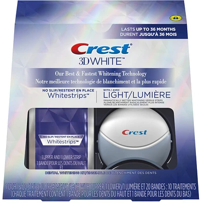3D Whitestrips Professional White with LED Accelerator Light Teeth Whitening Kit, 19 Treatments, 30 Levels Whiter