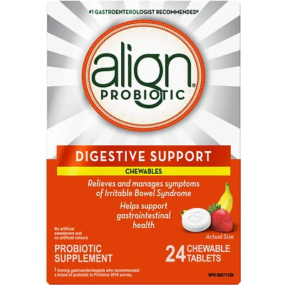 Align Probiotic, Chewables, daily probiotic supplement for digestive care, 24 chewable tablets, #1 Recommended Probiotic Brand by Doctors‡