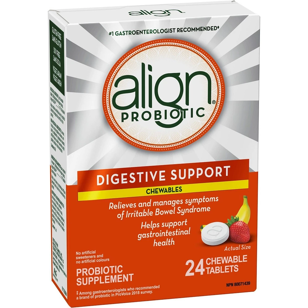 Suppl probiotique à croquer, santé digestive, marque plus recommandée par médecins‡, 24 u