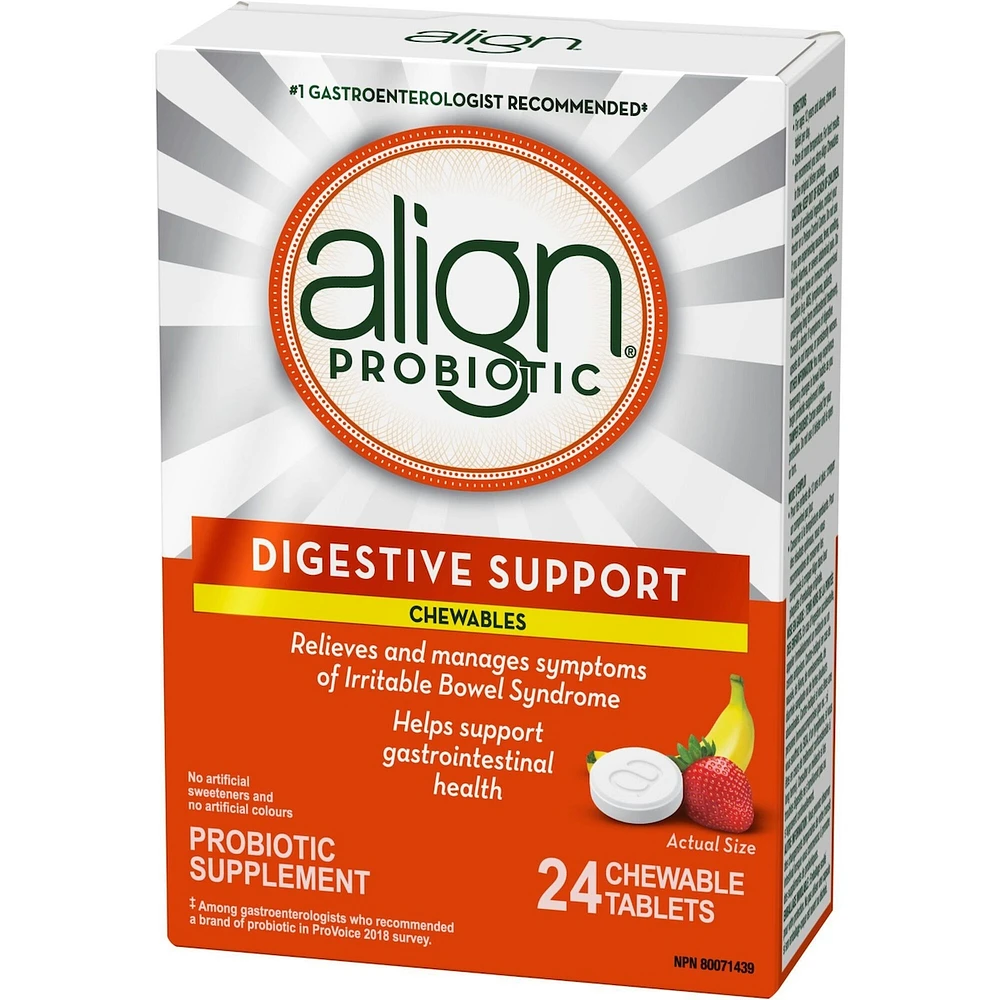 Suppl probiotique à croquer, santé digestive, marque plus recommandée par médecins‡, 24 u