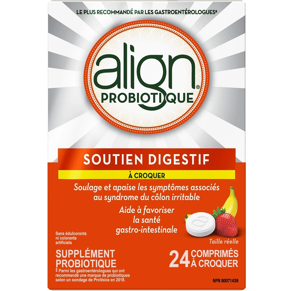 Suppl probiotique à croquer, santé digestive, marque plus recommandée par médecins‡, 24 u