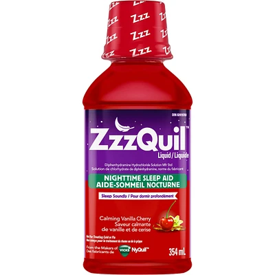 ZzzQuil Nighttime Sleep Aid Liquid, Calming Vanilla Cherry, 354 mL