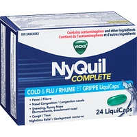 NyQuil COMPLETE Cough, Cold & Flu Nighttime Relief, 24 LiquiCaps