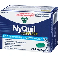 NyQuil COMPLETE Cough, Cold & Flu Nighttime Relief, 24 LiquiCaps