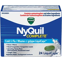 NyQuil COMPLETE Cough, Cold & Flu Nighttime Relief, 24 LiquiCaps