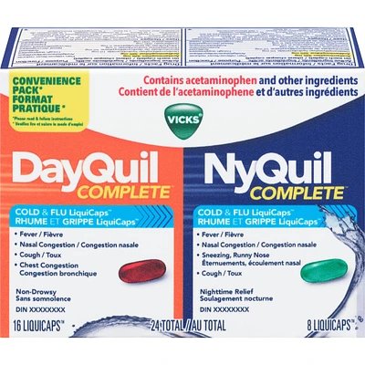 DayQuil and NyQuil COMPLETE Cough, Cold & Flu Relief, 24 LiquiCaps