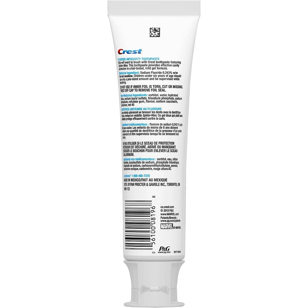 Crest Kid's Toothpaste, featuring Marvel's Spiderman, Strawberry Flavour, 100 mL