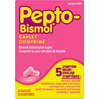Pepto Bismol Caplets for Nausea, Heartburn, Indigestion, Upset Stomach, and Diarrhea 24 ct