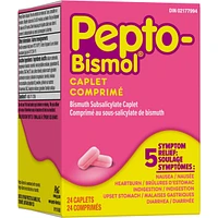 Pepto Bismol Caplets for Nausea, Heartburn, Indigestion, Upset Stomach, and Diarrhea 24 ct