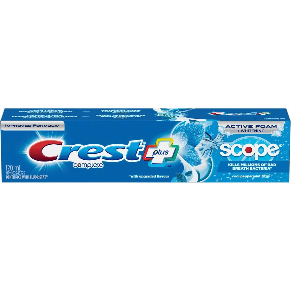 Crest Complete Whitening Plus Scope Cool Peppermint Toothpaste, 120 mL