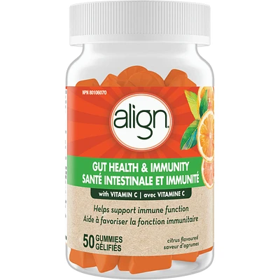 Gut Health & Immunity Prebiotic + Probiotic Gummies, Helps support good health and immune function, #1 Doctor Recommended Probiotic‡, citrus-flavoured, 50 count