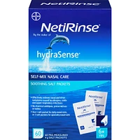 hydraSense NetiRinse Refill Salt Packets, Universal Pre-Measured Self-Mix Packets, Reduces and Relieves Nasal Cold Symptoms, 60 Sachets