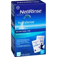 hydraSense NetiRinse Refill Salt Packets, Universal Pre-Measured Self-Mix Packets, Reduces and Relieves Nasal Cold Symptoms, 60 Sachets