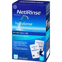 hydraSense NetiRinse Refill Salt Packets, Universal Pre-Measured Self-Mix Packets, Reduces and Relieves Nasal Cold Symptoms, 60 Sachets
