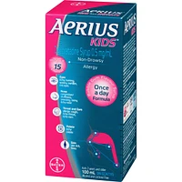 Aerius Kids, Allergy Medicine, 24-Hour Non-Drowsy Relief Syrup, 15 Symptoms,  Bubble Gum Flavour, 100 mL