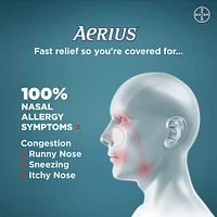 Aerius Allergy Medicine, Fast Relief, 24-Hour, Non-Drowsy, 15 Symptoms