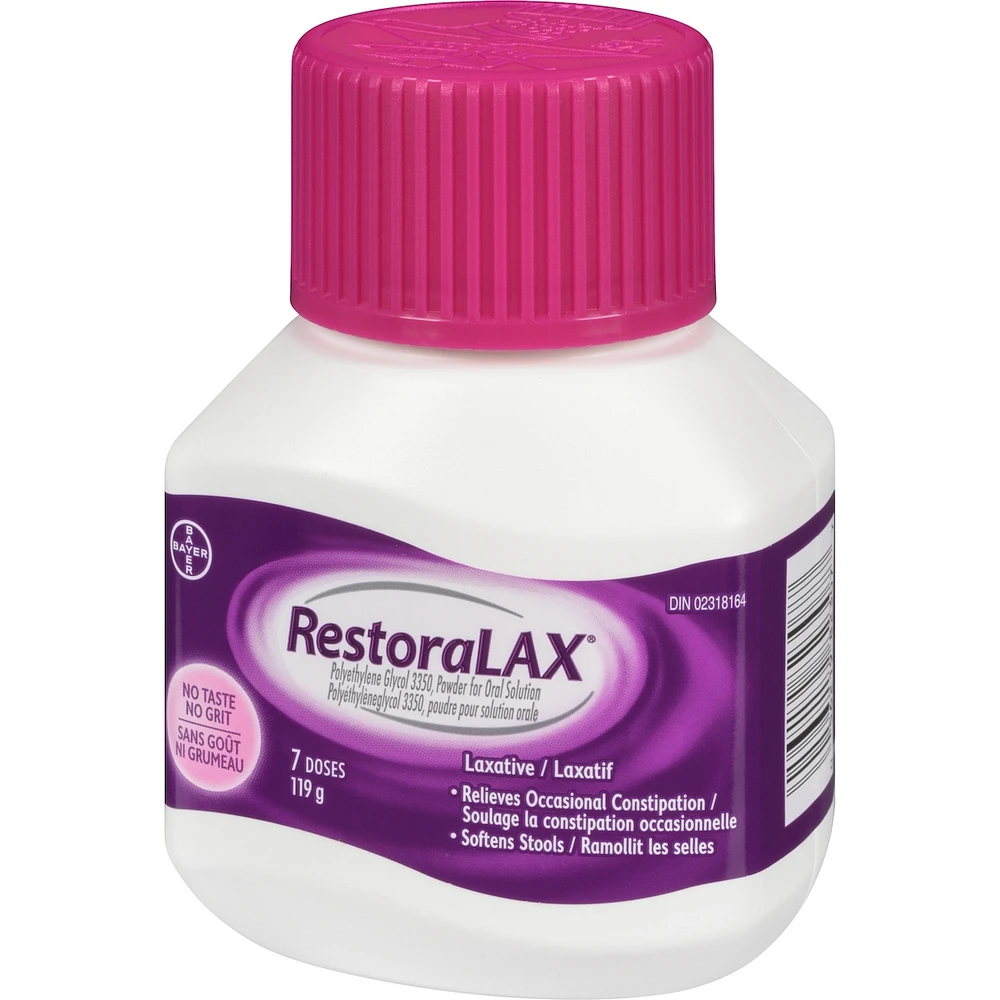 RestoraLAX Powder Laxative, Effective Relief, No Taste, No Grit, No Gas, No Bloating, No Cramps, Doses