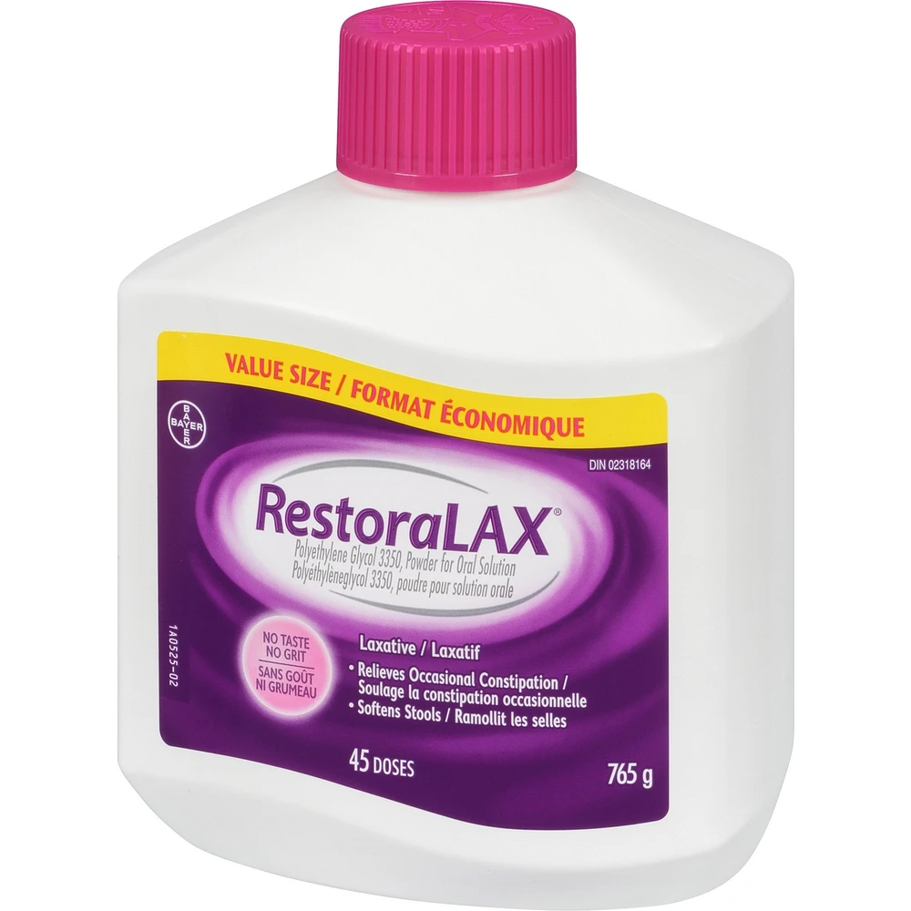 RestoraLAX Powder Laxative, Effective Relief, No Taste, No Grit, No Gas, No Bloating, No Cramps, Doses