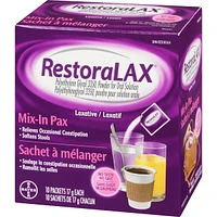 RestoraLAX Powder Laxative, Effective Relief, No Taste, No Grit, No Gas, No Bloating, No Cramps, Convenient 10 Single Dose Sachets