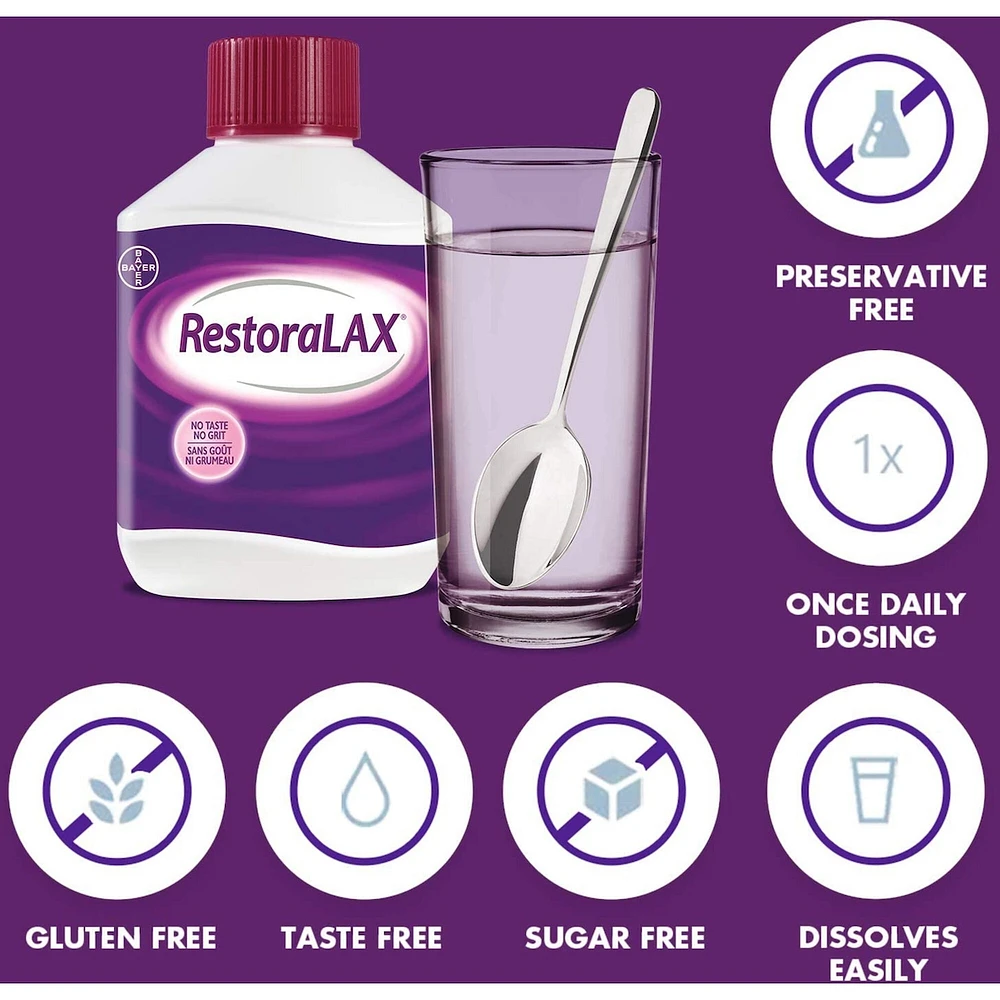 RestoraLAX Powder Laxative, Effective Relief, No Taste, No Grit, No Gas, No Bloating, No Cramps, Convenient 10 Single Dose Sachets