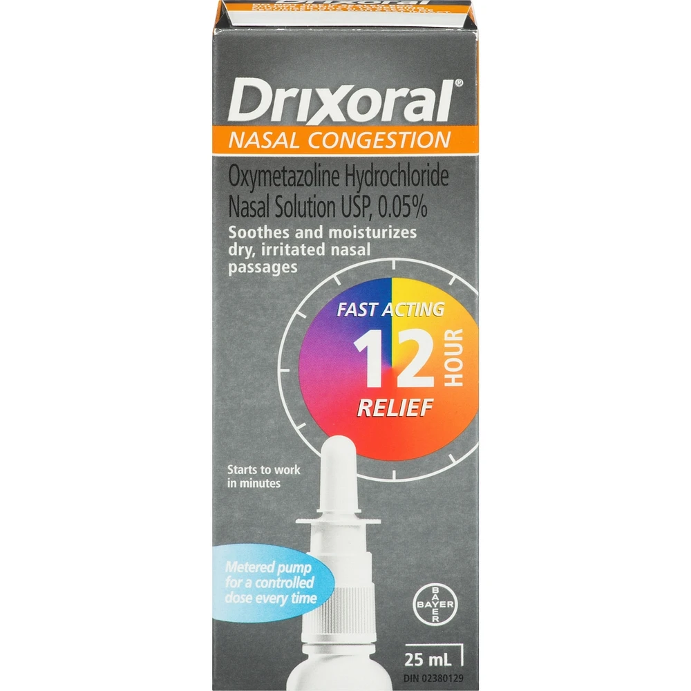 Drixoral Nasal Congestion Spray, Soothes and Moisturizes Dry and Irritated Nasal Passages, 25ml