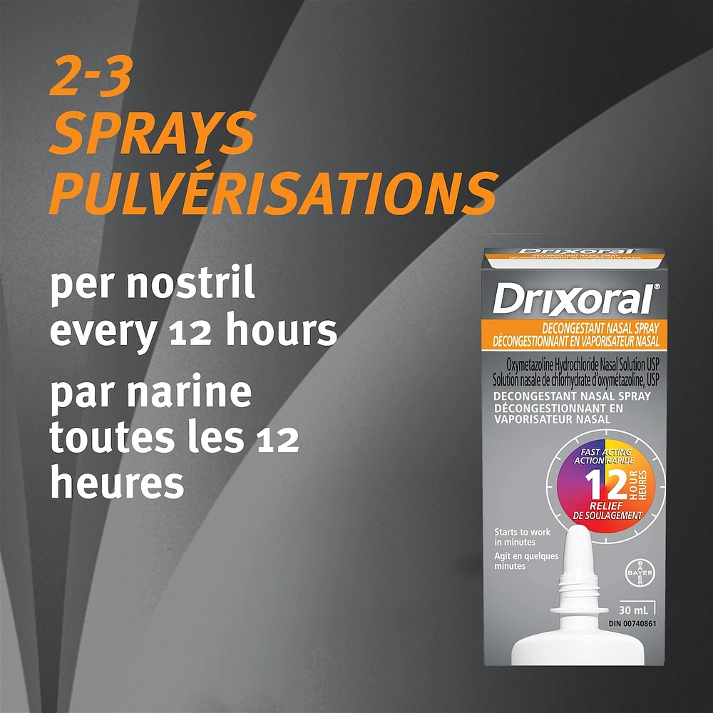Drixoral Nasal Congestion Spray, Soothes and Moisturizes Dry and Irritated Nasal Passages, 25ml