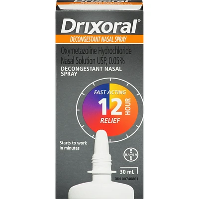 Drixoral Decongestant Nasal Spray, Fast and Long Lasting 12 Hour Relief, 30ml