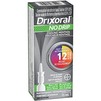 Drixoral No Drip Cool Menthol Spray, Cooling Sensation with 12 Hour Relief, 15ml