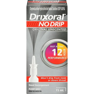Drixoral No Drip Original Unscented Spray, Helps Relieve Nasal Congestion, 15ml