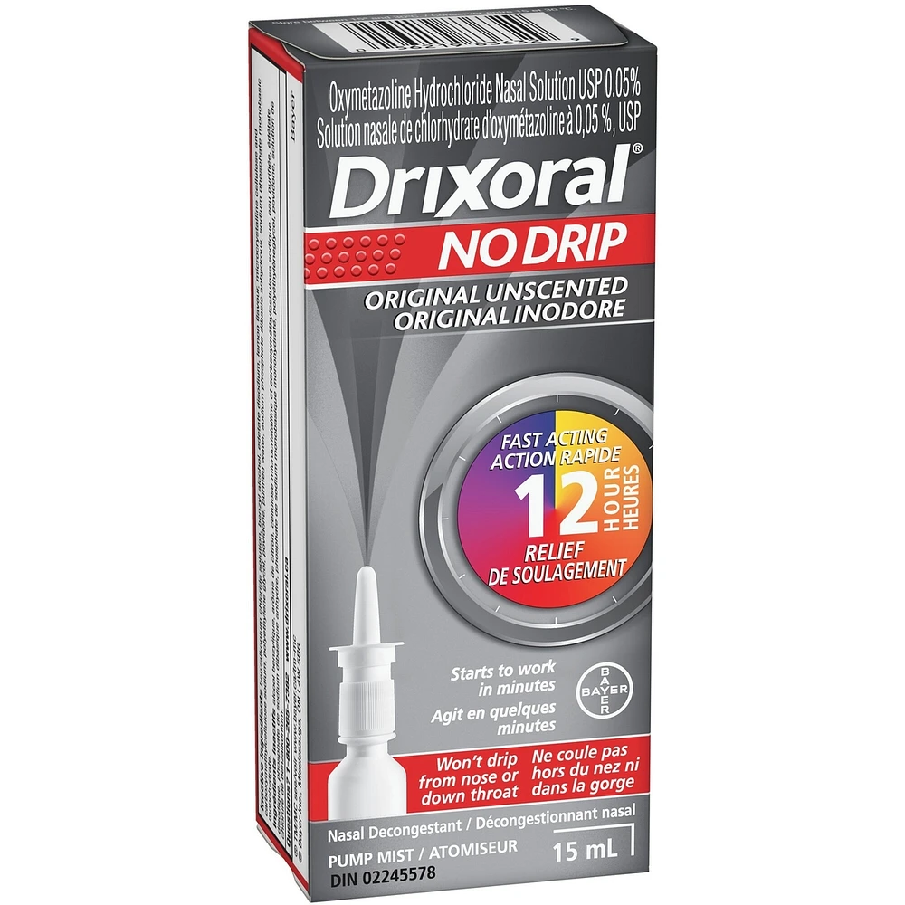 Drixoral No Drip Original Unscented Spray, Helps Relieve Nasal Congestion, 15ml