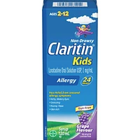 Claritin Kids, Allergy Medicine, 24-Hour Non-Drowsy Relief Syrup, Grape Flavour