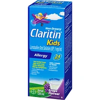 Claritin Kids, Allergy Medicine, 24-Hour Non-Drowsy Relief Syrup, Grape Flavour