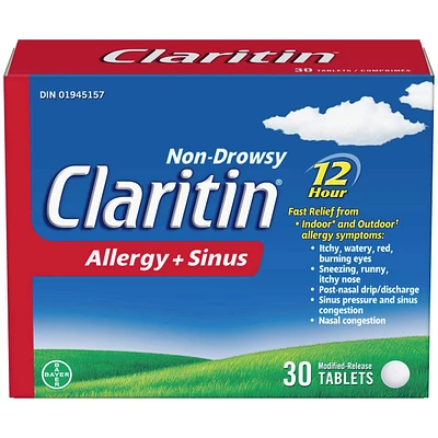 Allergies + Sinus, soulagement sans somnolence durant 12 heures