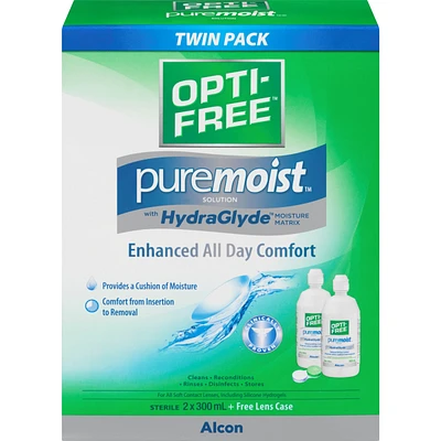 Opti-Free® PureMoist® Multipurpose Contact Lens Solution with HydraGlyde Twin Pack