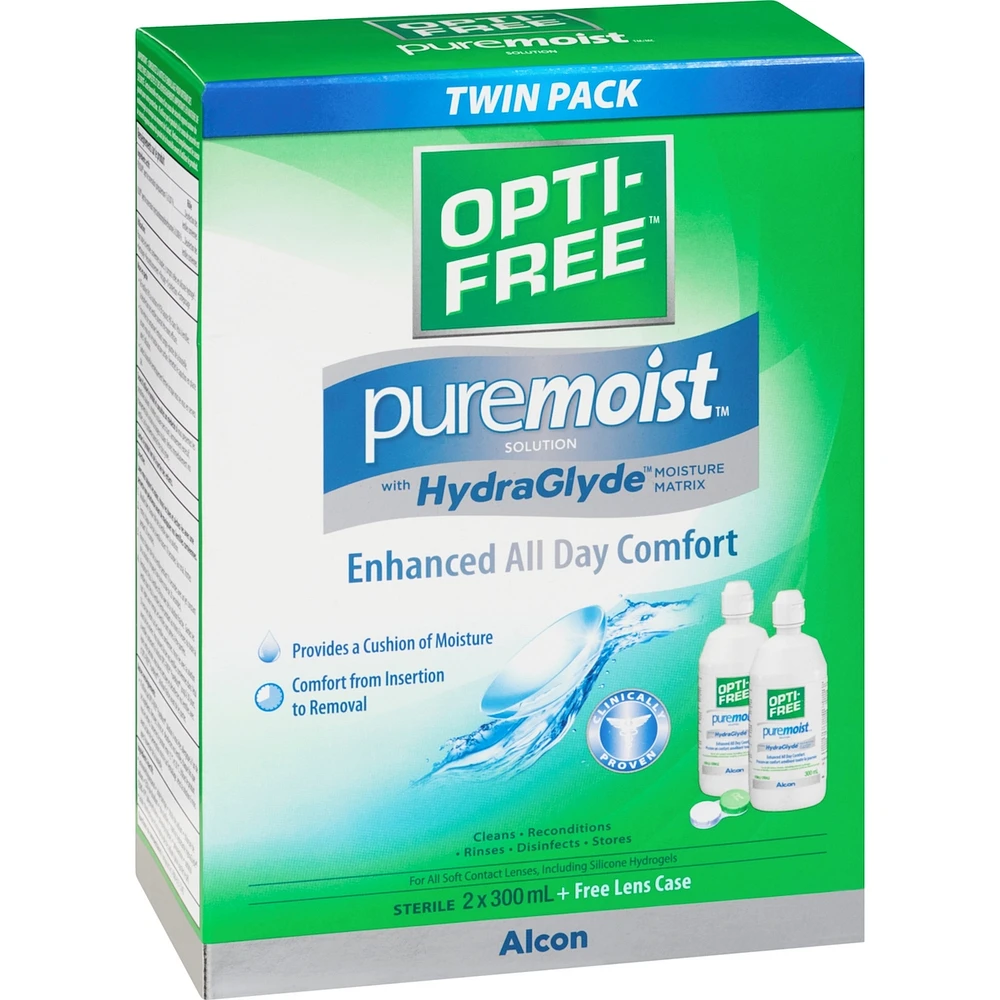 Opti-Free® PureMoist® Multipurpose Contact Lens Solution with HydraGlyde Twin Pack