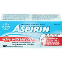 ASPIRIN 81mg, Daily Low Dose Enteric Coated Tablets