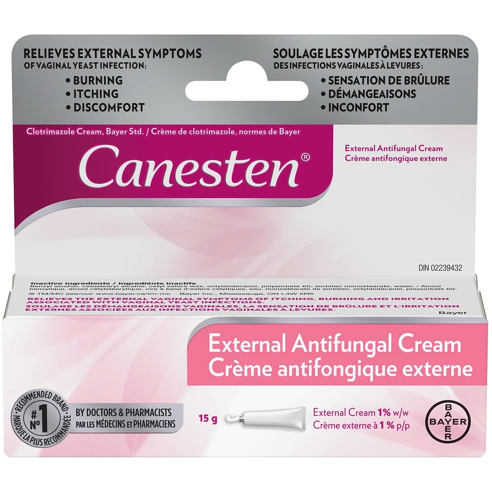 Canesten External Antifungal Cream for Yeast Infection, Relief from Itching and Burning, 15g