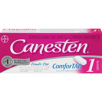 Canesten Combi 1 Day ComforTAB Vaginal Tablet and External Cream for Yeast Infection , 1 Treatment
