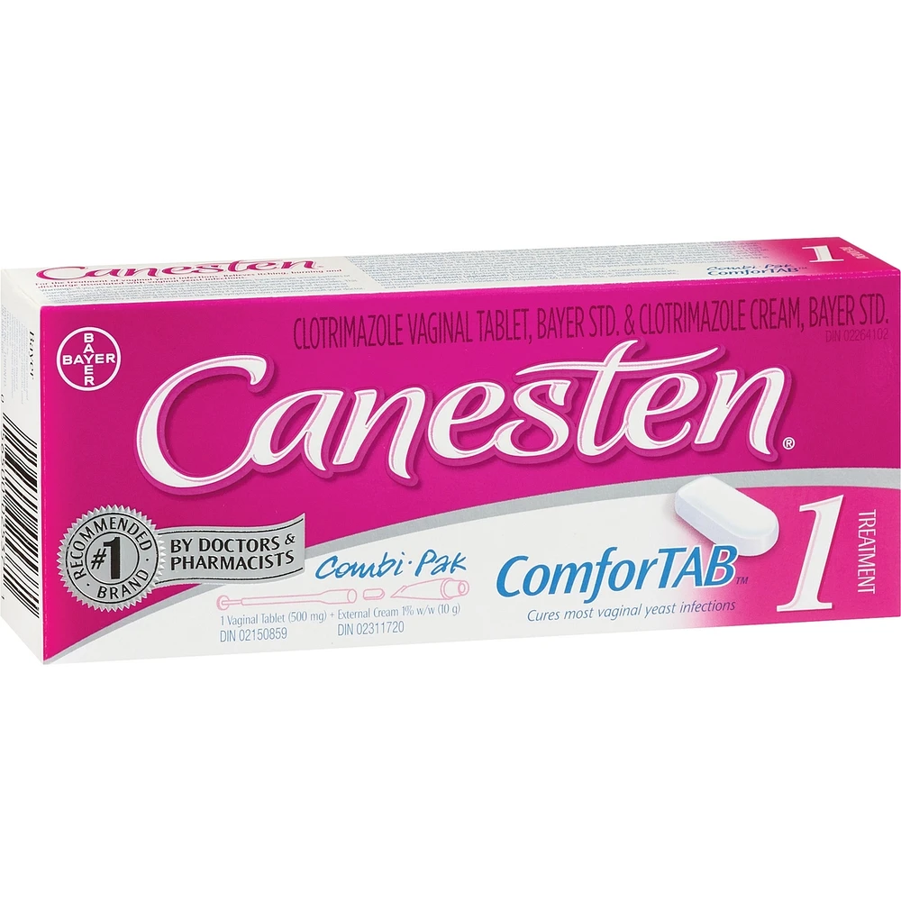 Canesten Combi 1 Day ComforTAB Vaginal Tablet and External Cream for Yeast Infection , 1 Treatment