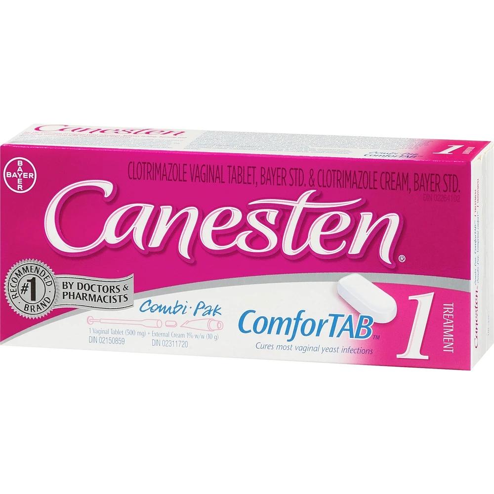 Canesten Combi 1 Day ComforTAB Vaginal Tablet and External Cream for Yeast Infection , 1 Treatment