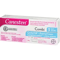 Canesten Combi 3 Day ComforTAB Vaginal Tablet and External Cream for Yeast Infection, 3 Treatments