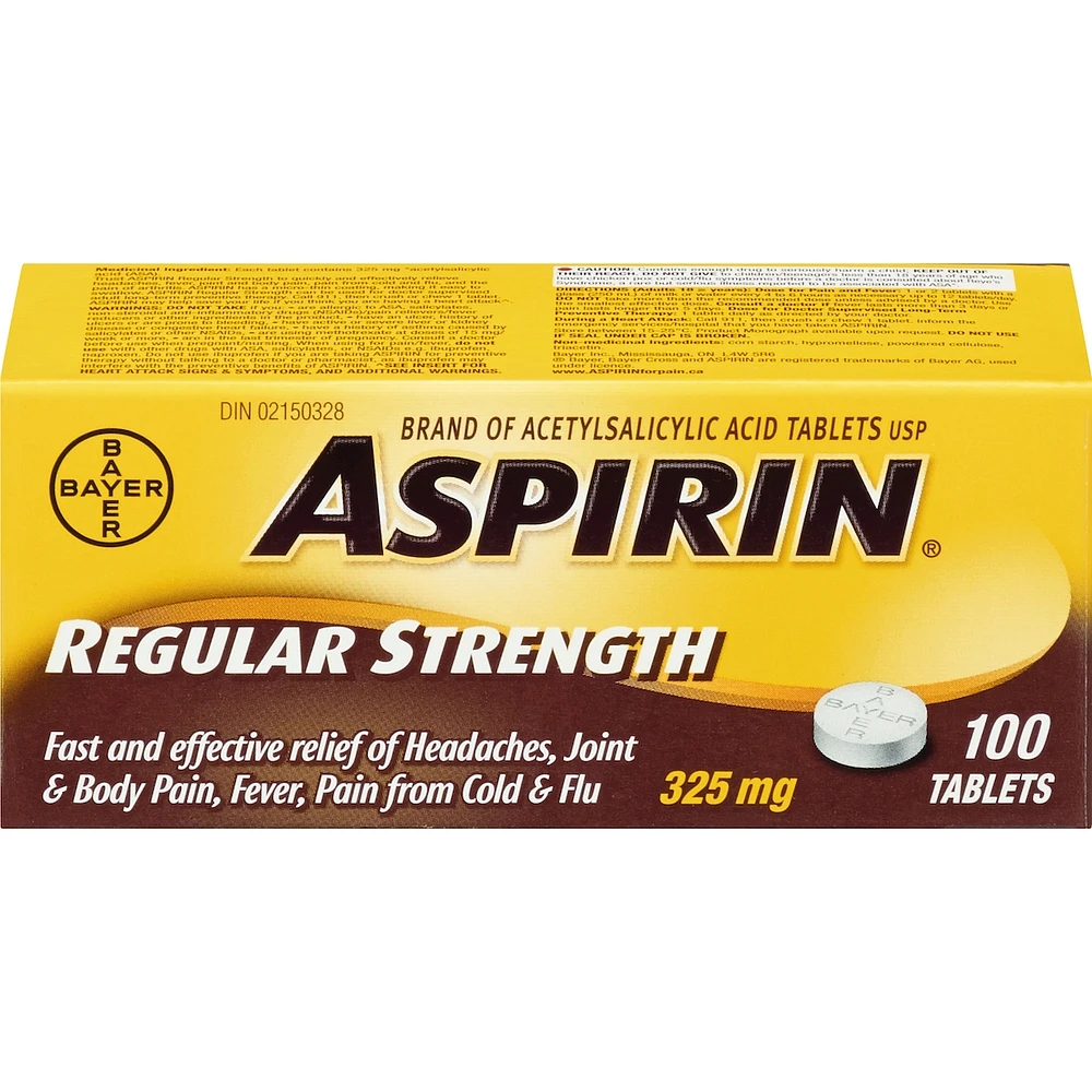 ASPIRIN Regular Strength 325mg, Fast & Effective Relief of Headaches, Joint & Body Pain, Fever, Pain from Cold & Flu