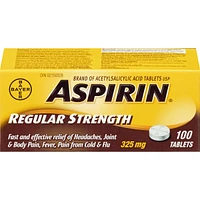 ASPIRIN Regular Strength 325mg, Fast & Effective Relief of Headaches, Joint & Body Pain, Fever, Pain from Cold & Flu