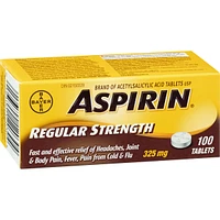 ASPIRIN Regular Strength 325mg, Fast & Effective Relief of Headaches, Joint & Body Pain, Fever, Pain from Cold & Flu