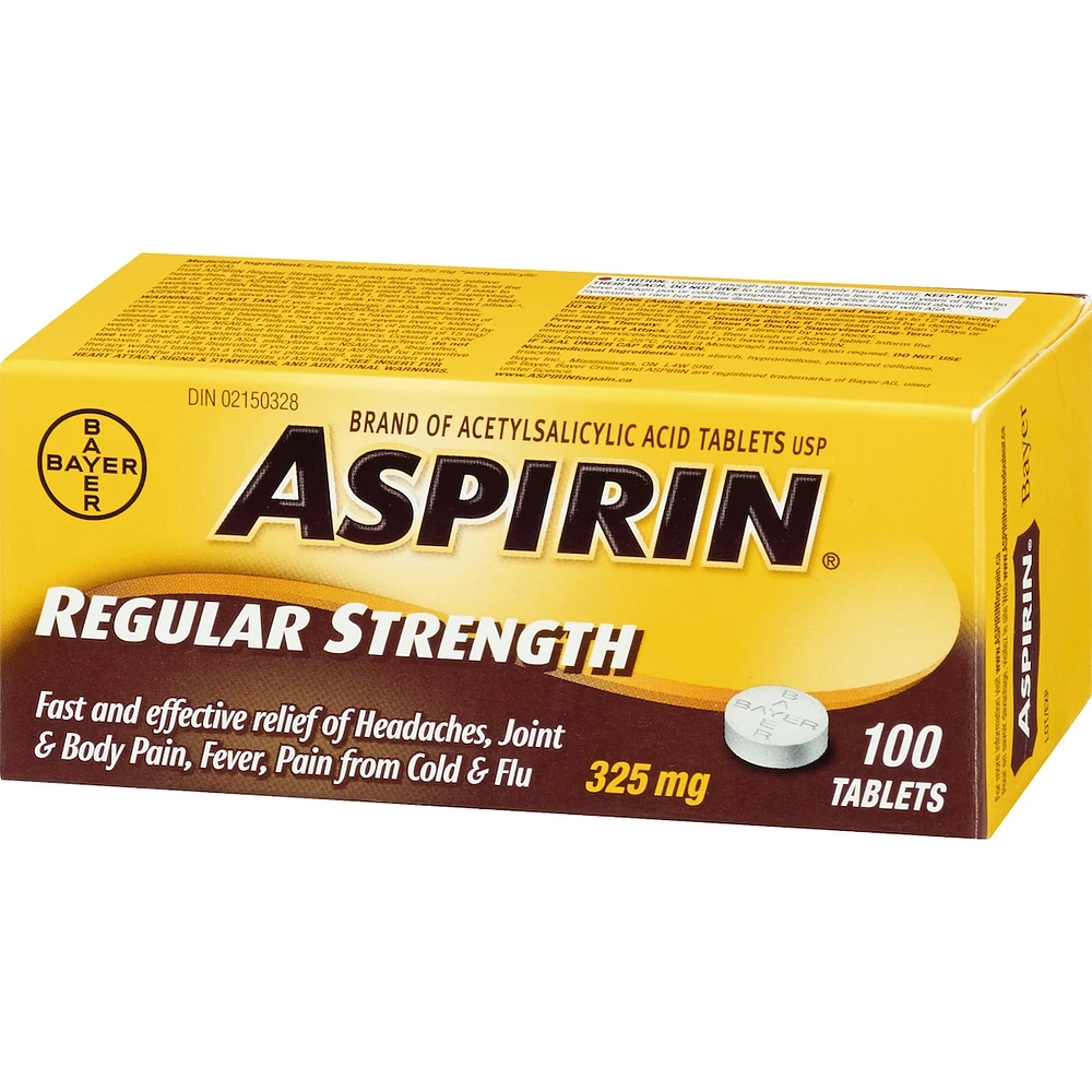 ASPIRIN Regular Strength 325mg, Fast & Effective Relief of Headaches, Joint & Body Pain, Fever, Pain from Cold & Flu